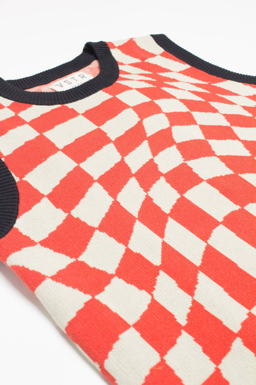 Red Tripping Checkers Sweater Vest