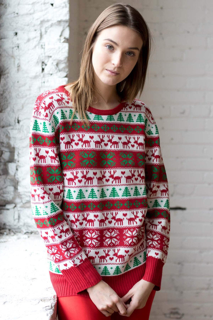 Reindeer Pattern Christmas Sweater
