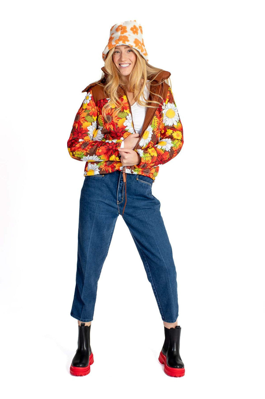 Retro Floral Puffer Jacket