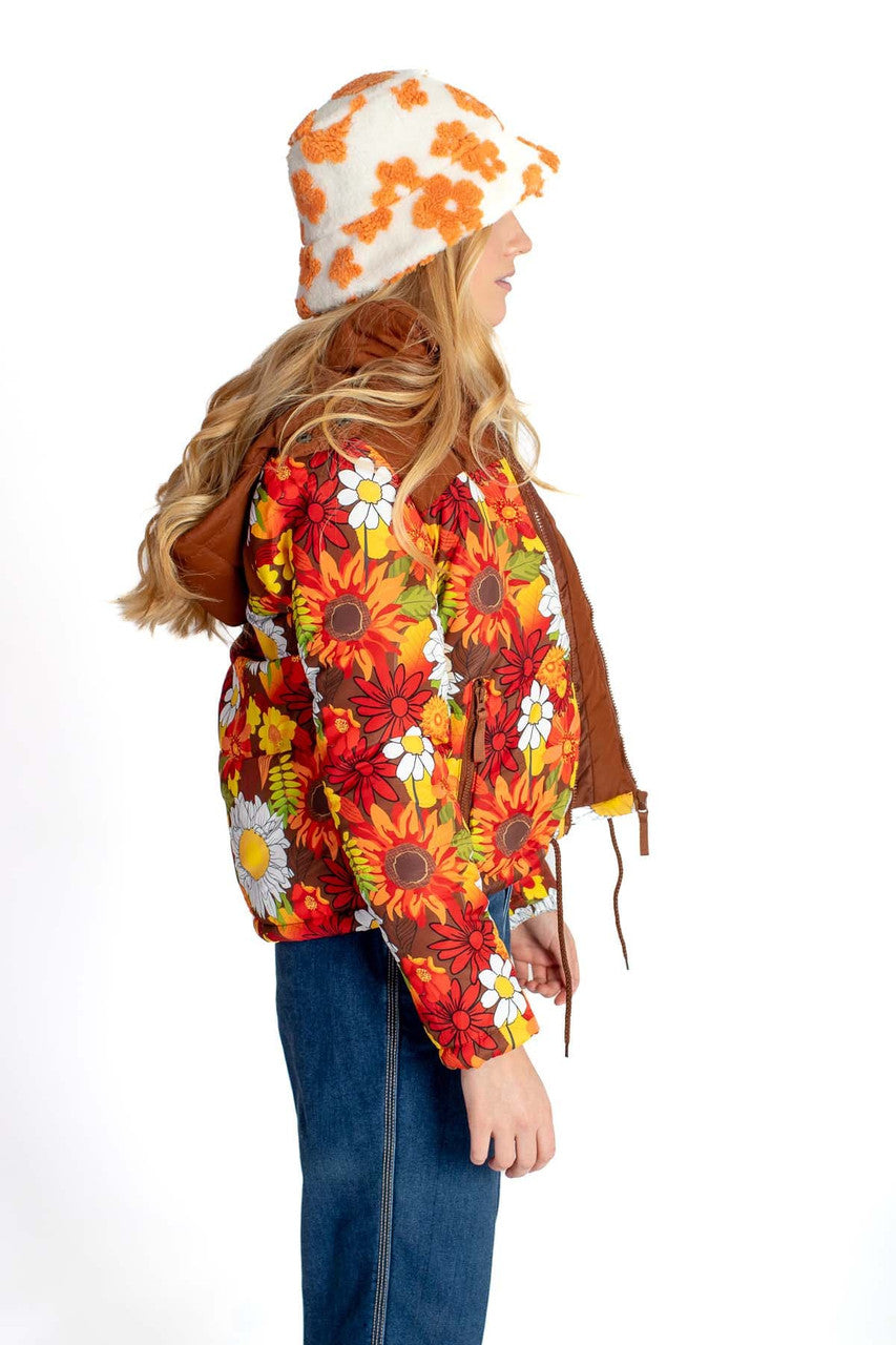 Retro Floral Puffer Jacket