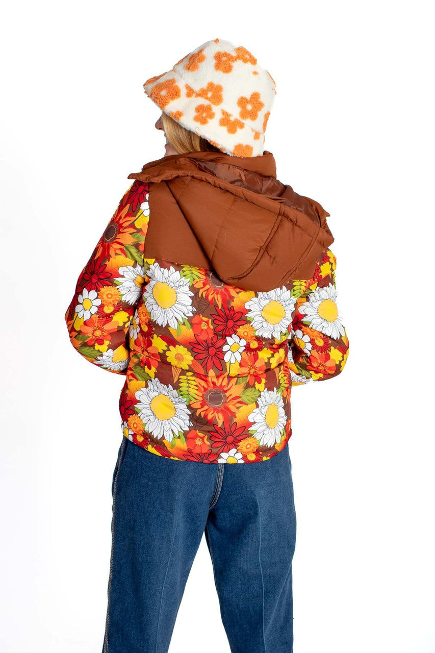 Retro Floral Puffer Jacket