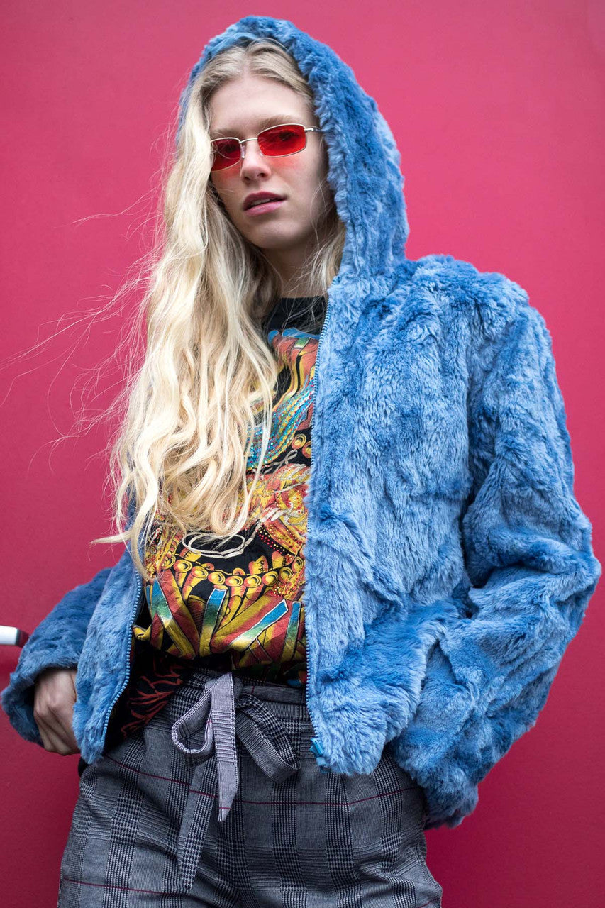 Reversible Blue Fur Coat