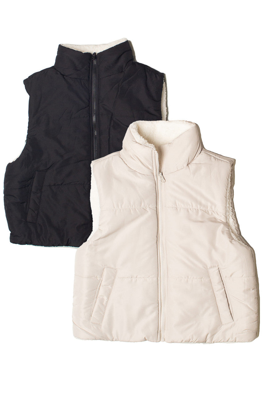 Reversible Sherpa Puffer Vest