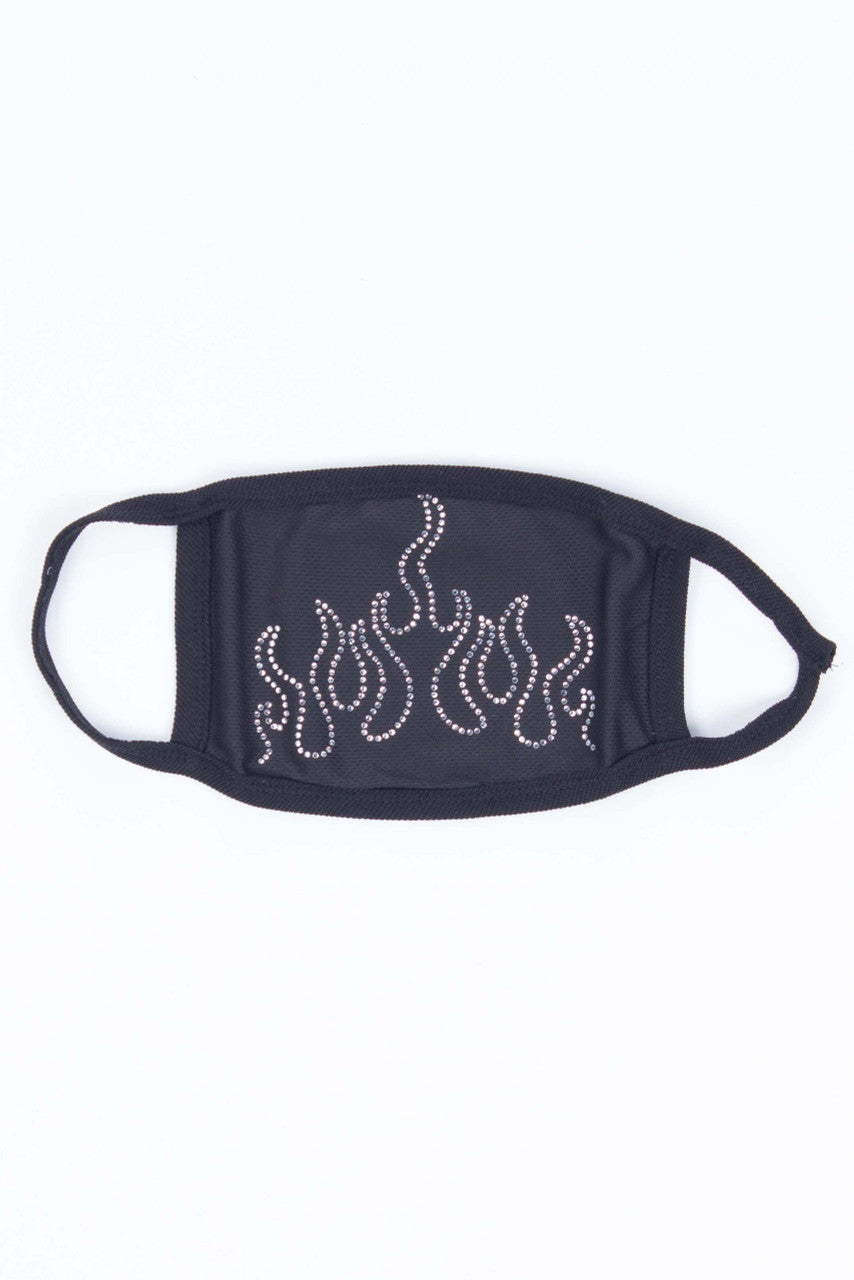 Rhinestone Flames Face Mask