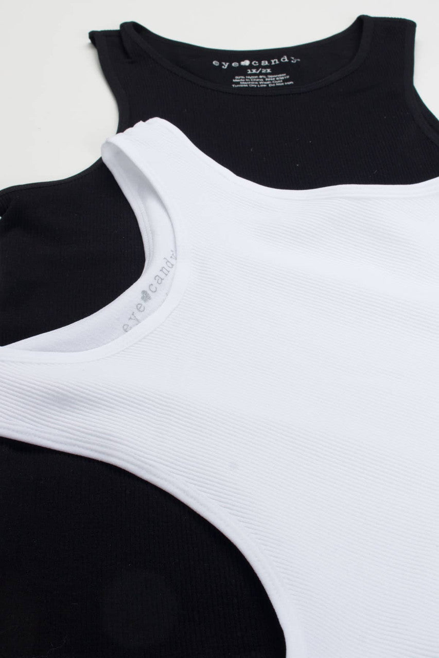 White Ribbed Seamless Tank (Extended Sizes)
