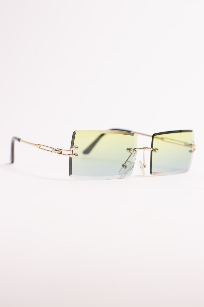 Rimless Ombre Rectangle Sunglasses