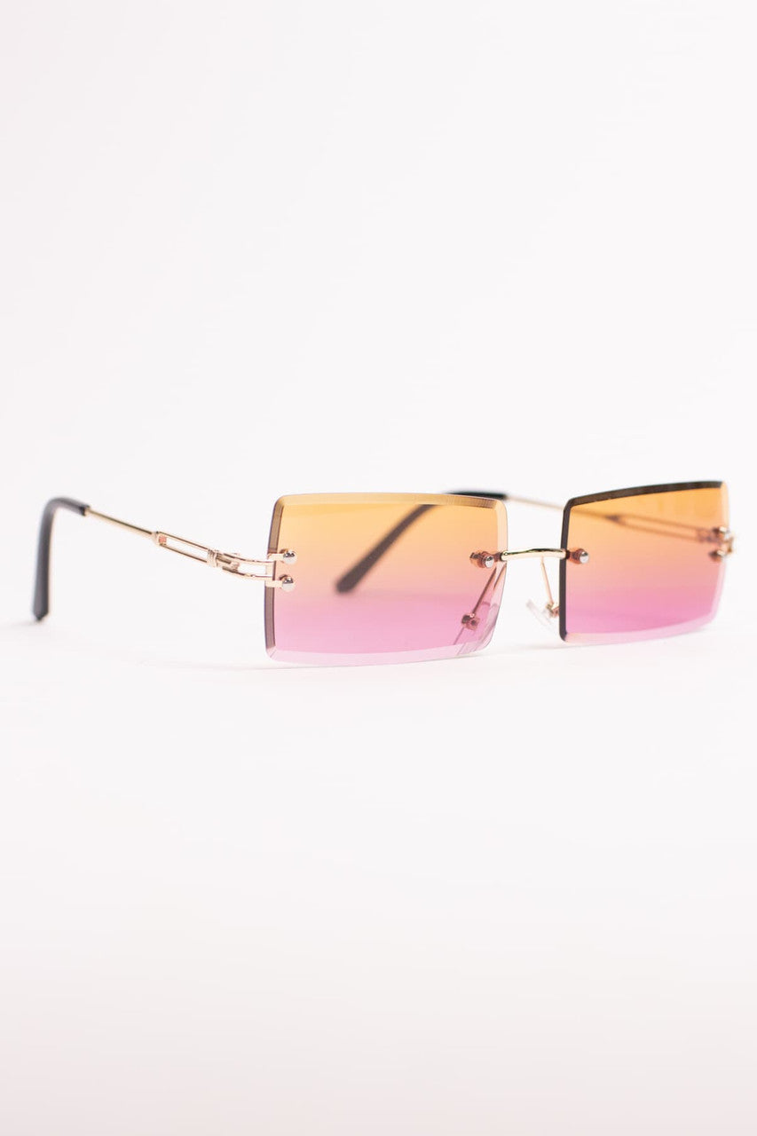 Rimless Ombre Rectangle Sunglasses