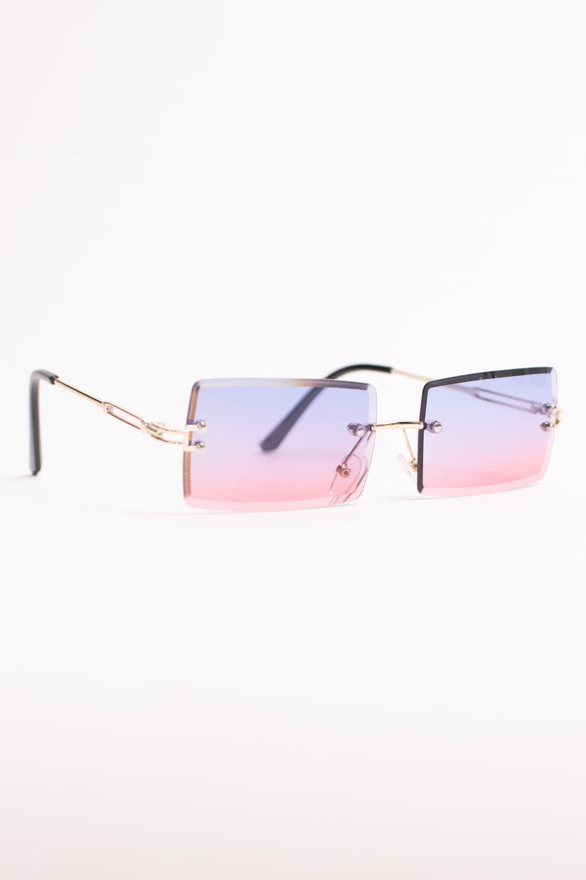 Rimless Ombre Rectangle Sunglasses