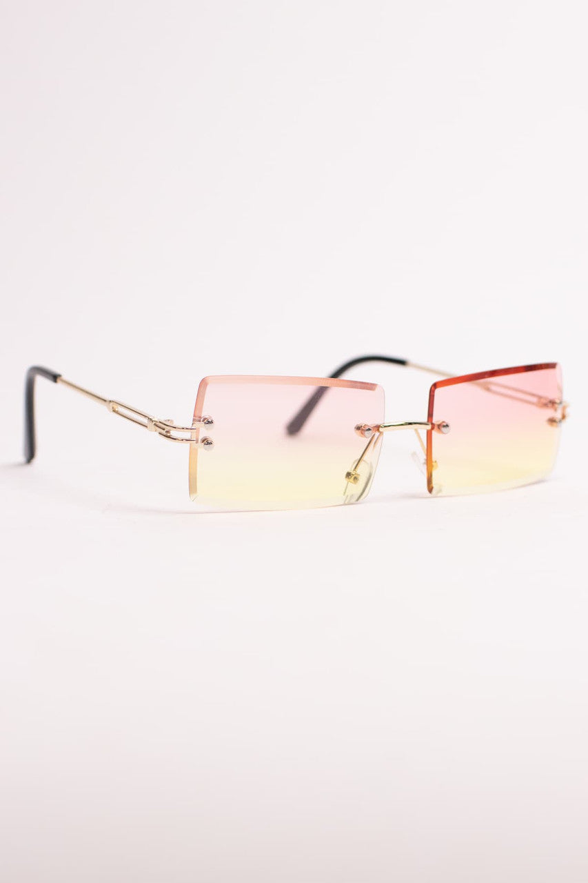 Rimless Ombre Rectangle Sunglasses