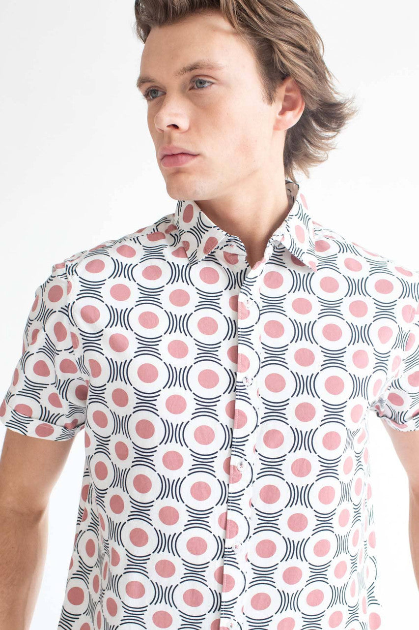 Rippling Circles Woven Button Up Shirt