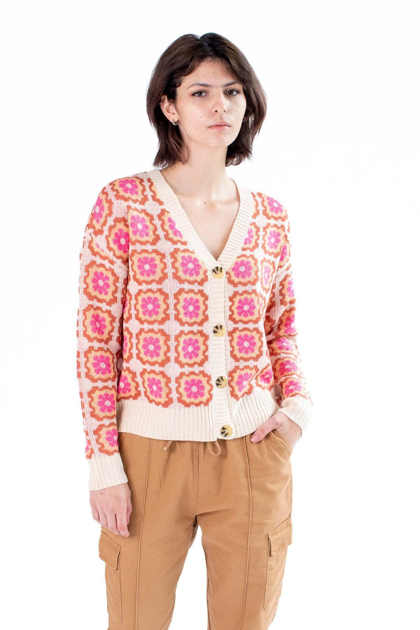 Rose Combo Granny Square Cardigan