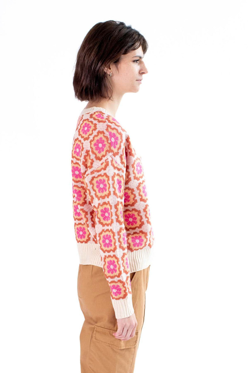 Rose Combo Granny Square Cardigan