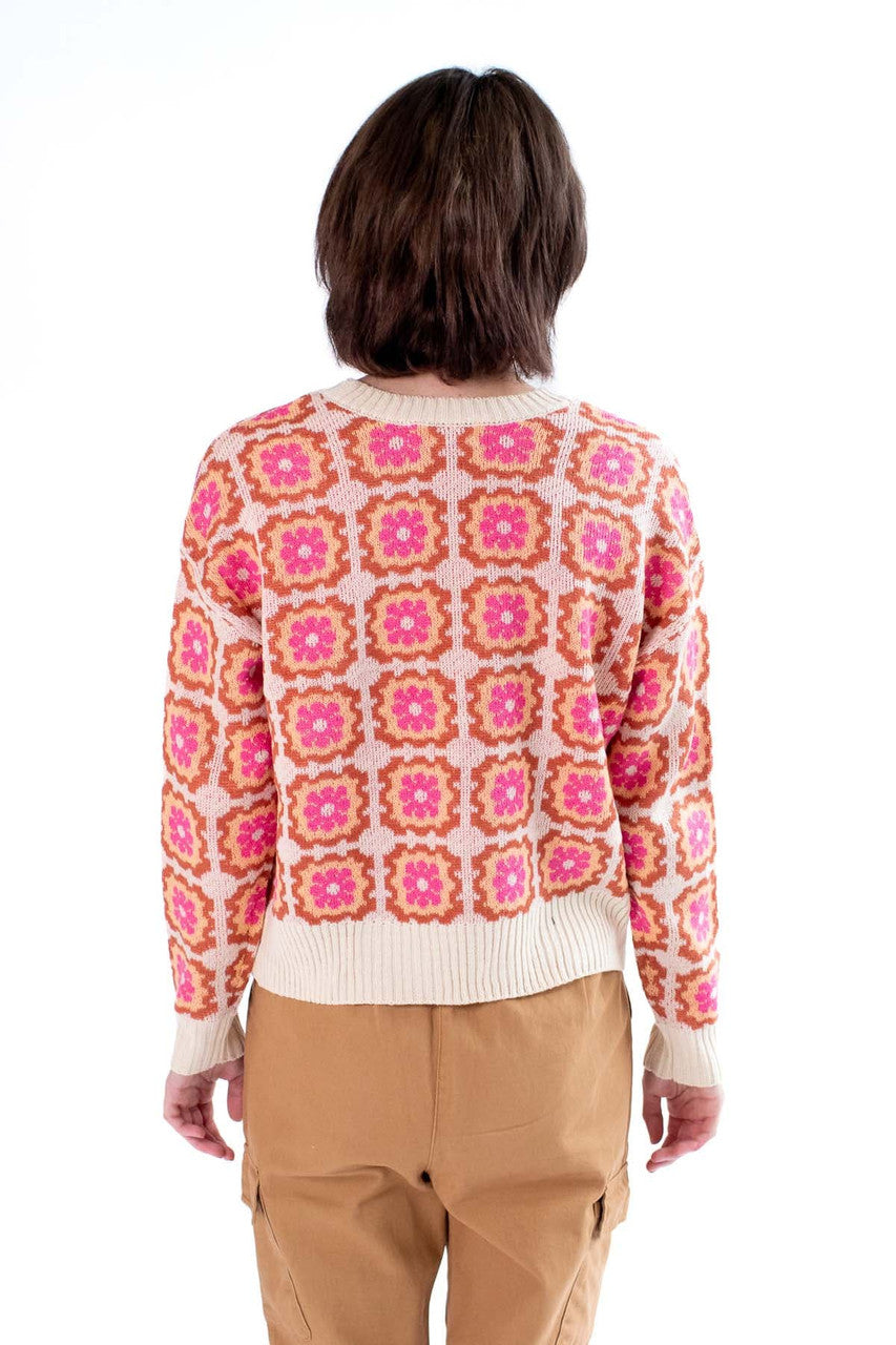 Rose Combo Granny Square Cardigan