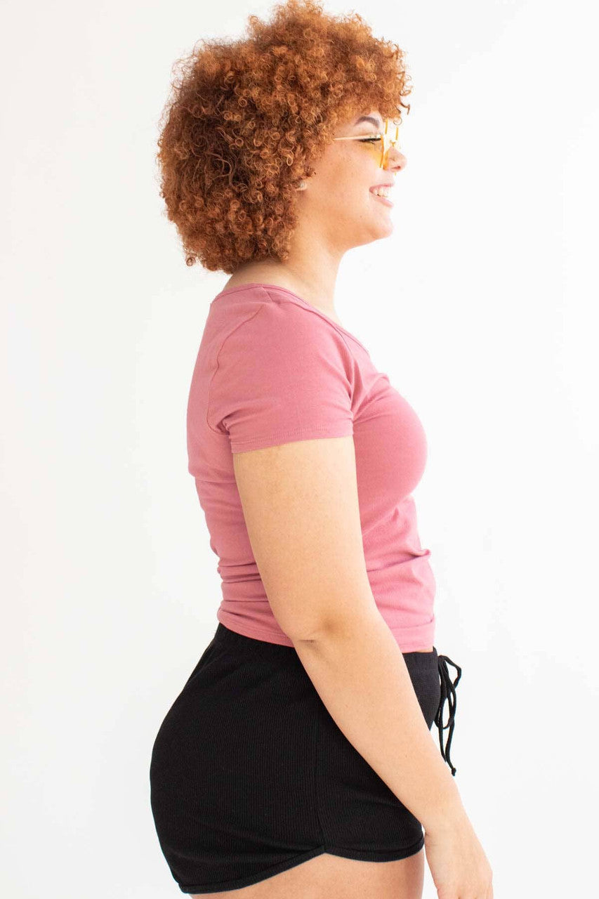 Rose Notched Neck T-Shirt (Extended Sizes)