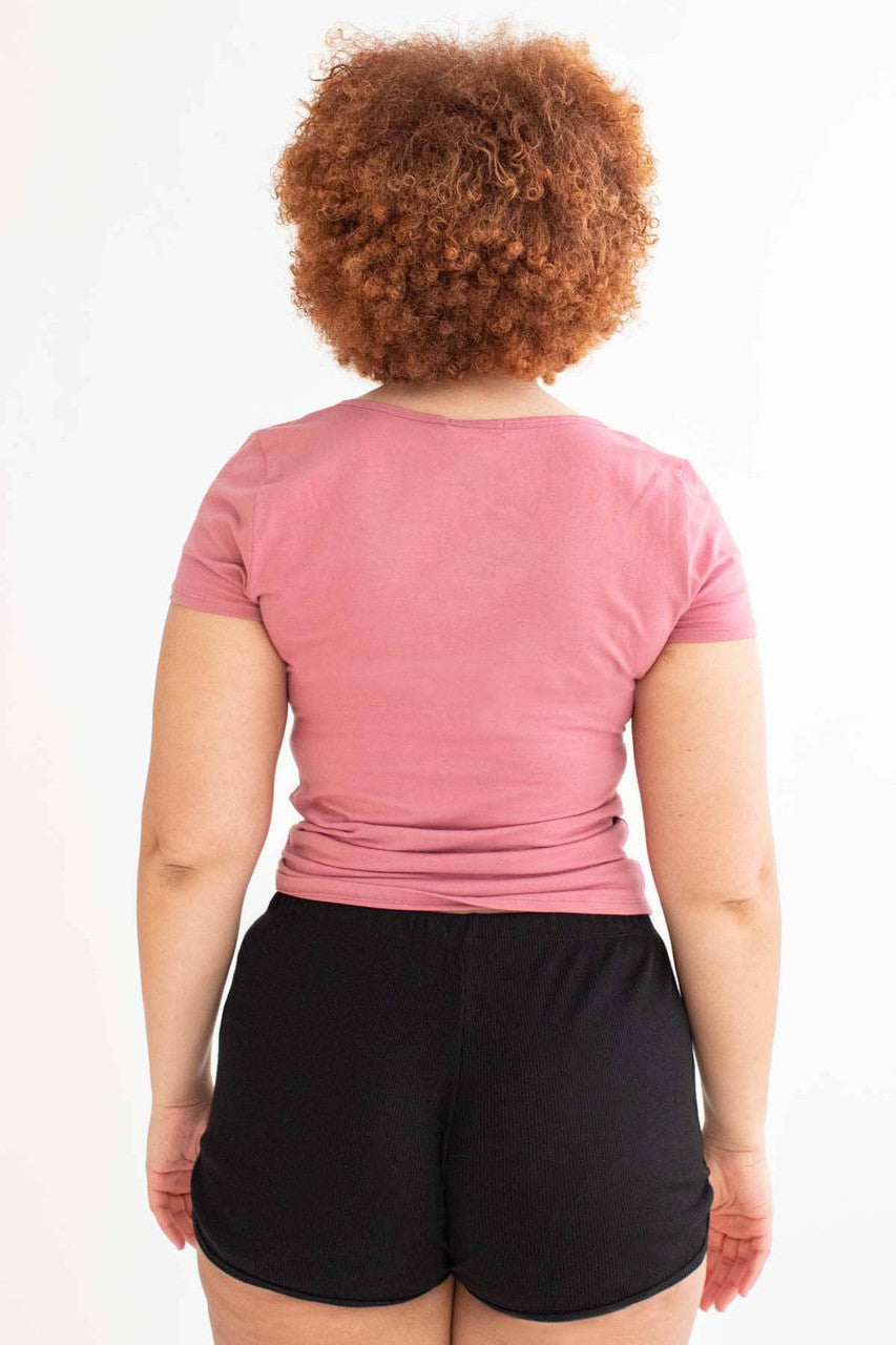 Rose Notched Neck T-Shirt (Extended Sizes)