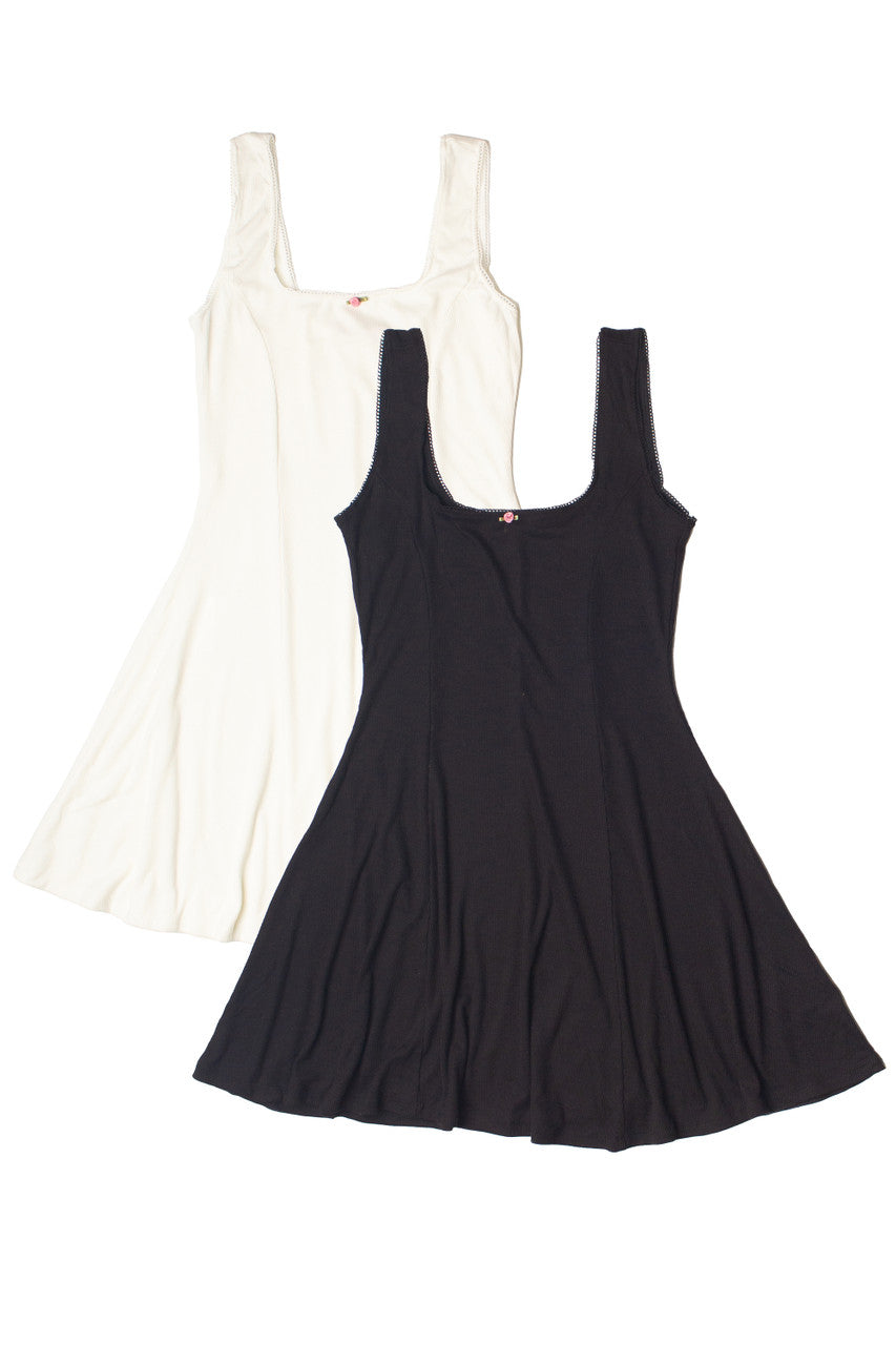 Ribbed Rose Bud Skater Dress