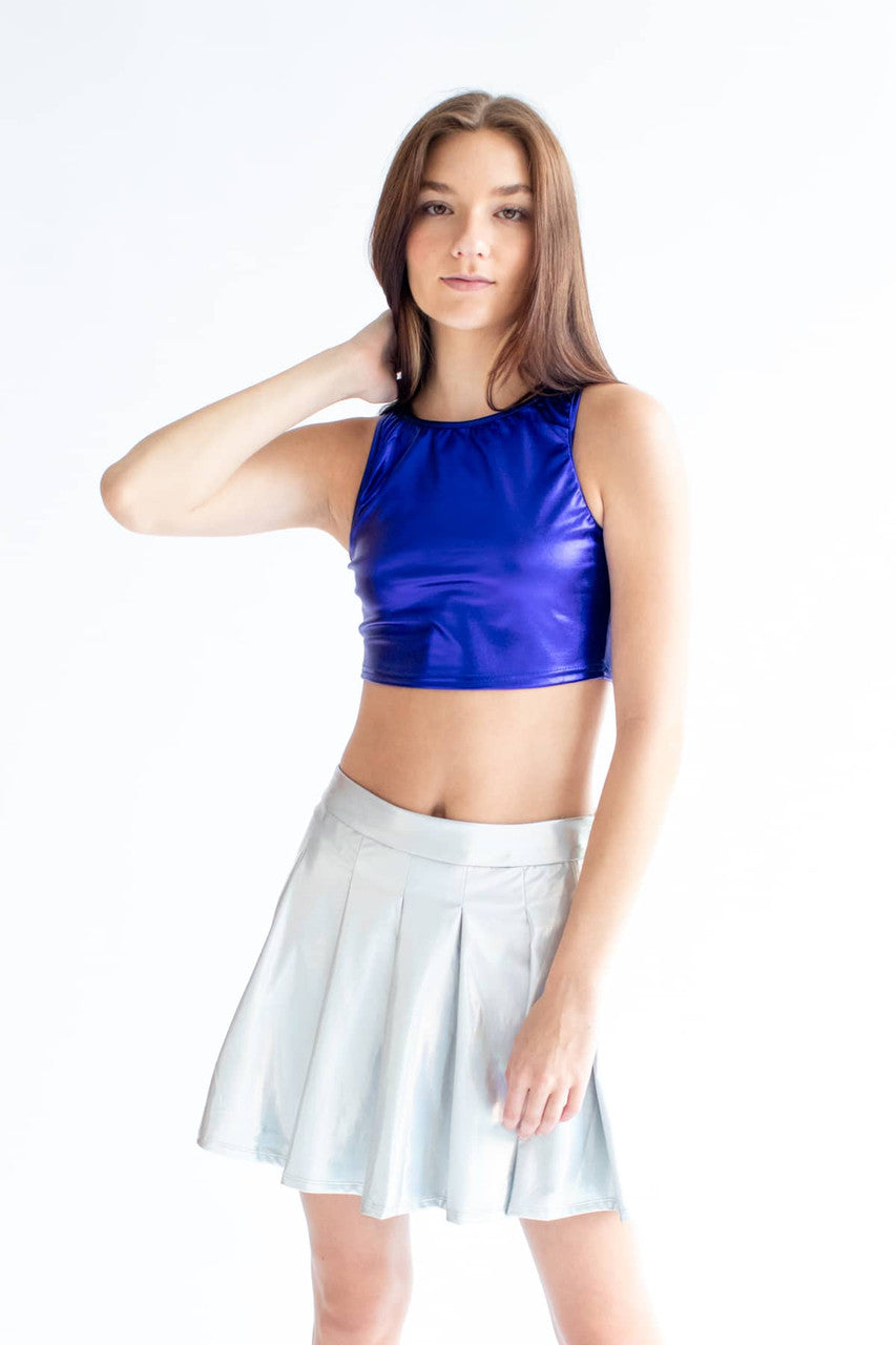 Royal Metallic Racerback Crop Top