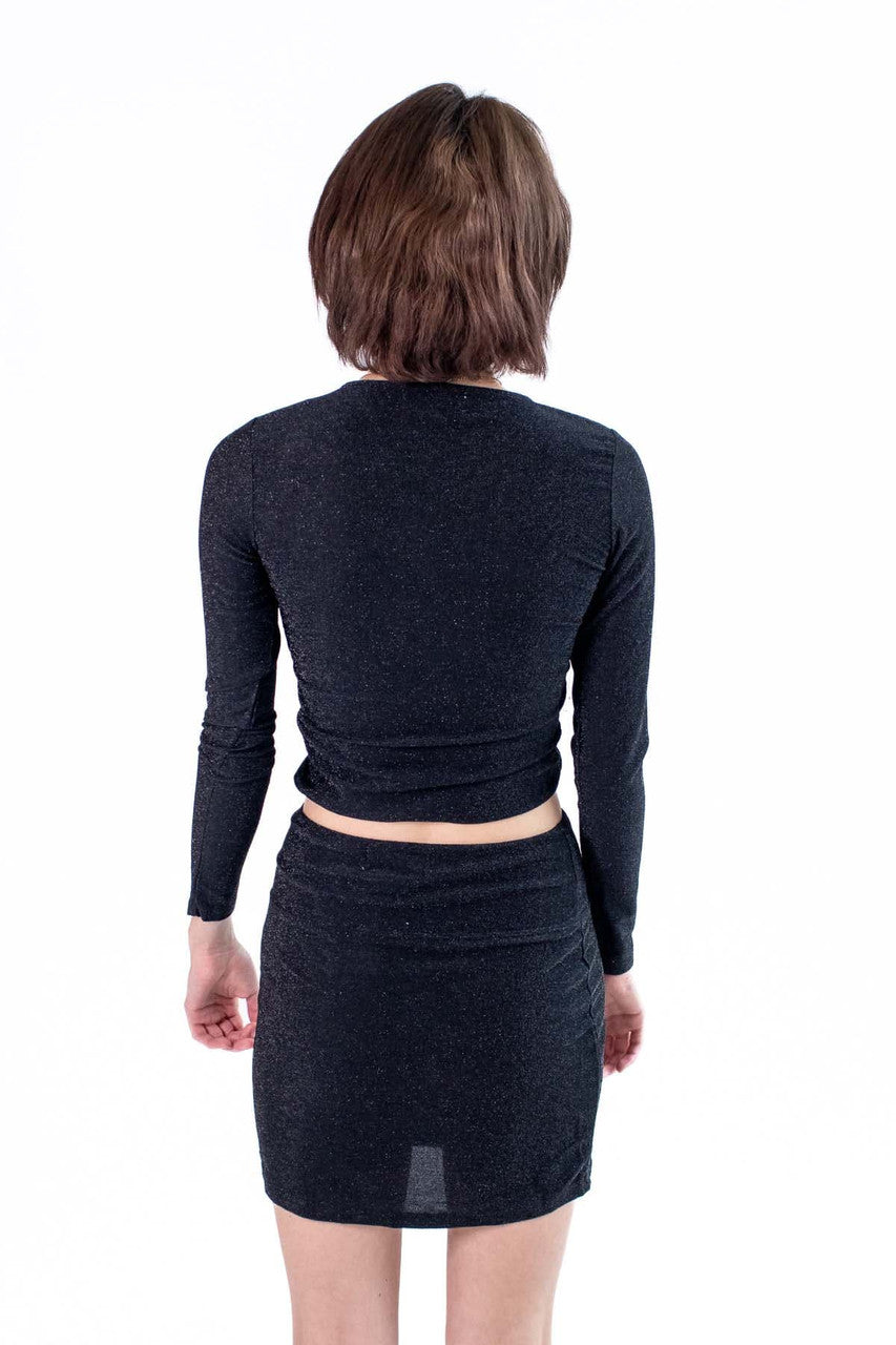 Ruched Front Sparkle Lurex Top