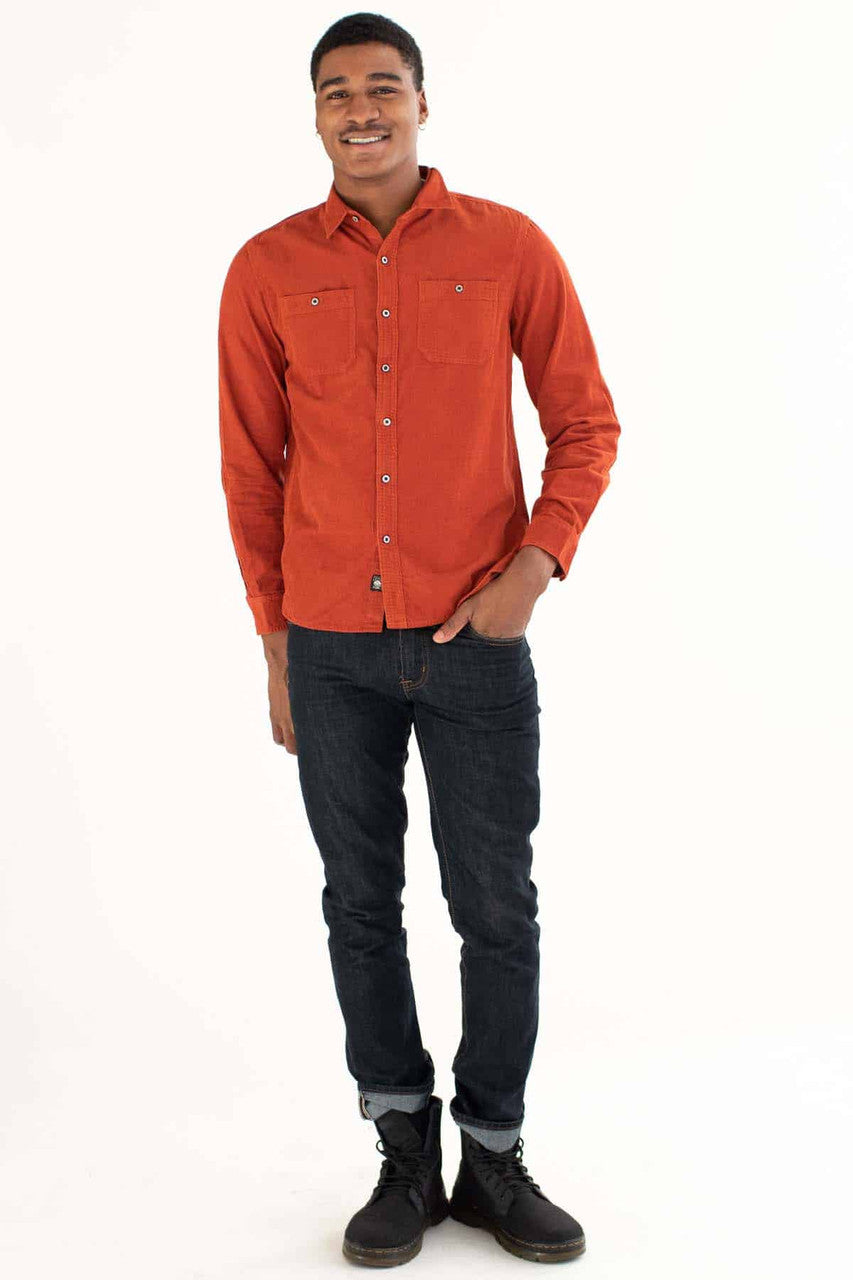 Rust Corduroy Button Up Shirt