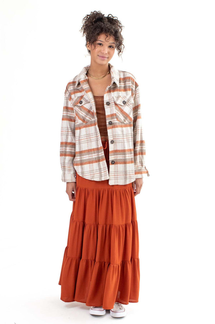 Rust Smocked Waist Maxi Skirt