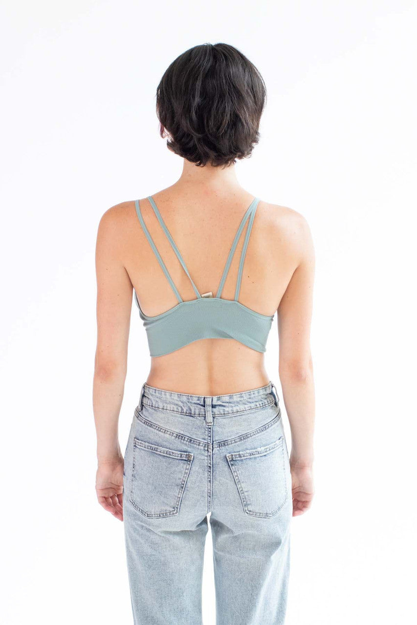 Sage Double Strap Seamless Ribbed Bralette