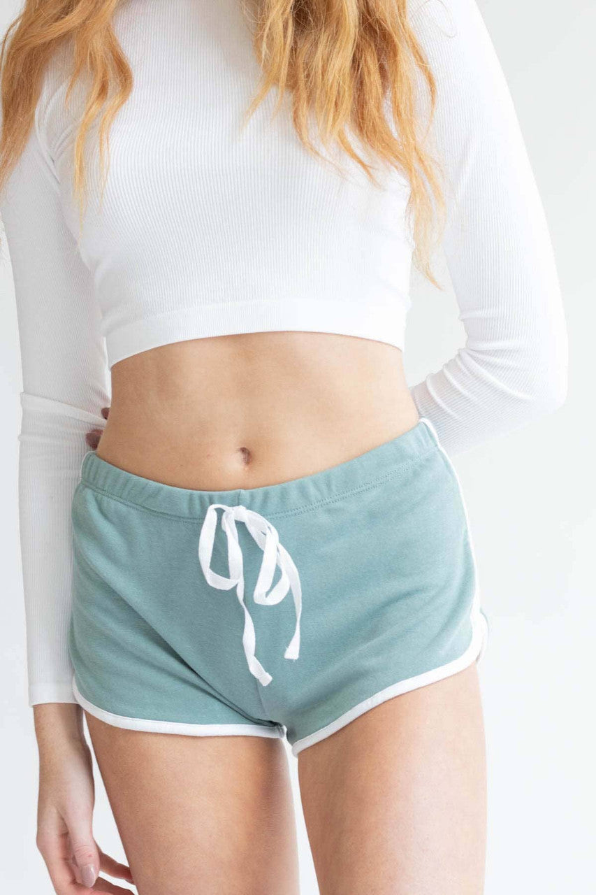 Sage Drawstring Dolphin Shorts