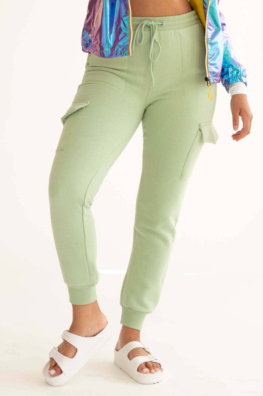 Sage Fleece Cargo Joggers