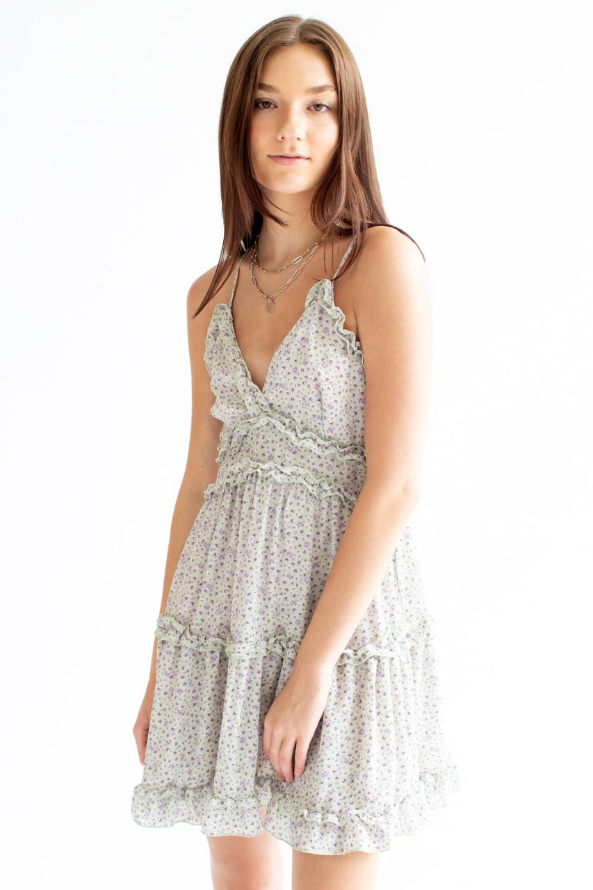 Sage Floral Ruffle Sundress