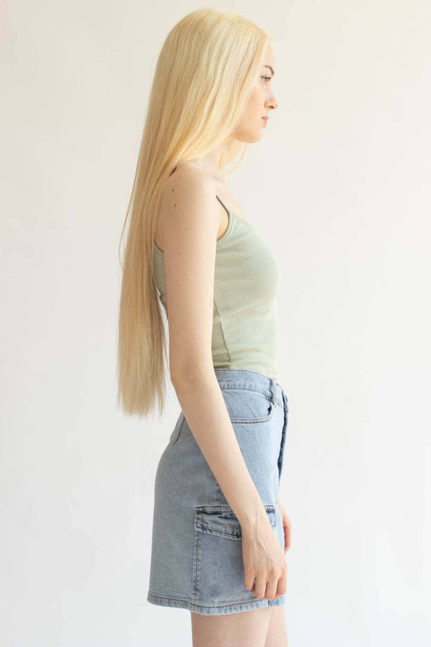 Sage Heart Jacquard Crop Cami