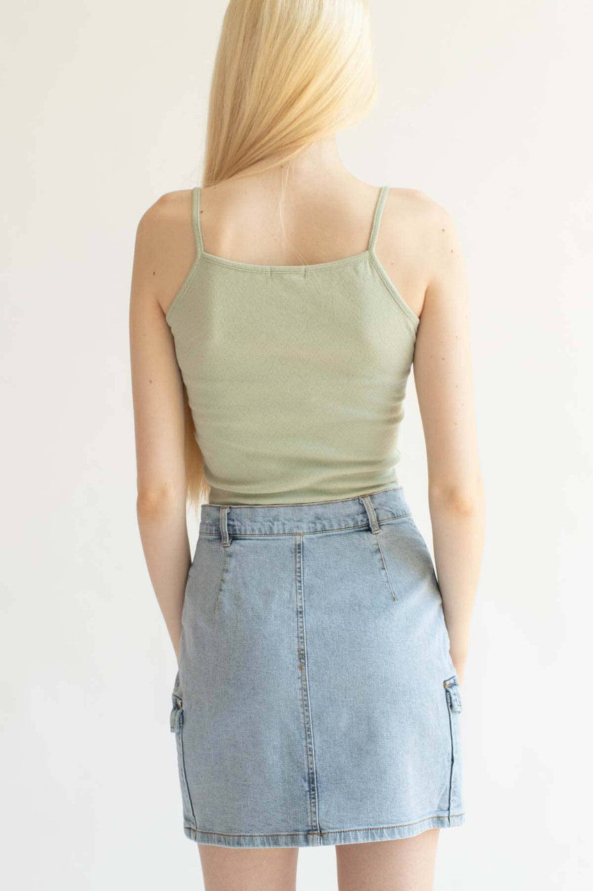 Sage Heart Jacquard Crop Cami