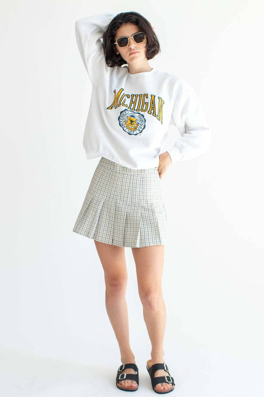 Sage Plaid Hidden Short Pleated Skirt
