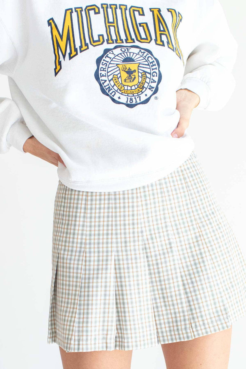 Sage Plaid Hidden Short Pleated Skirt
