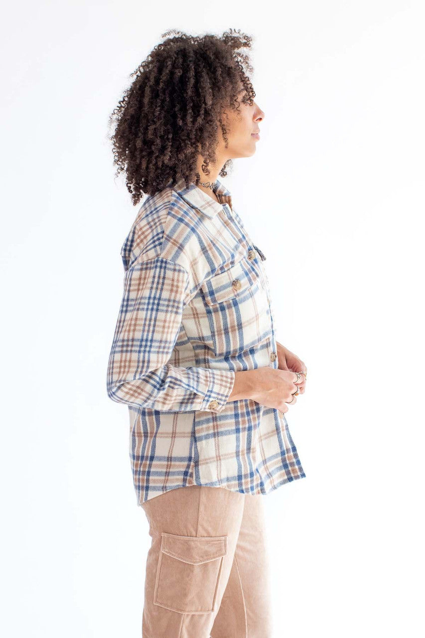 Sand & Indigo Spliced Plaid Shacket