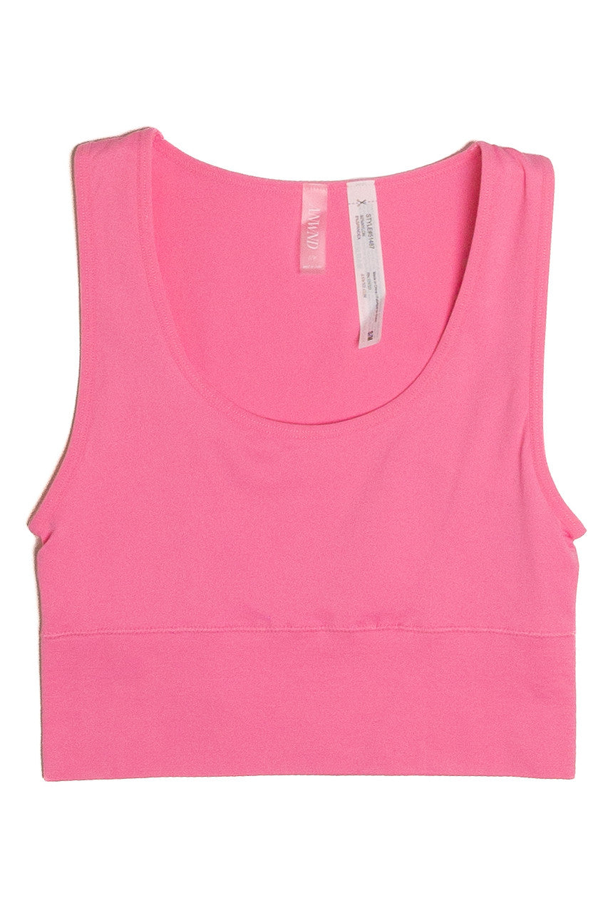 Pink Scoop Neck Seamless Crop Tank