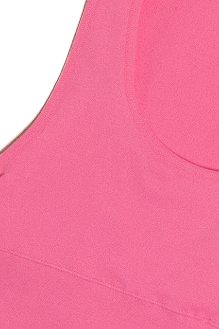 Pink Scoop Neck Seamless Crop Tank