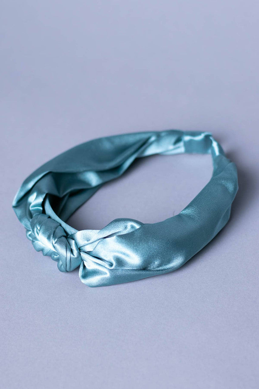 Seafoam Satin Knotted Headband