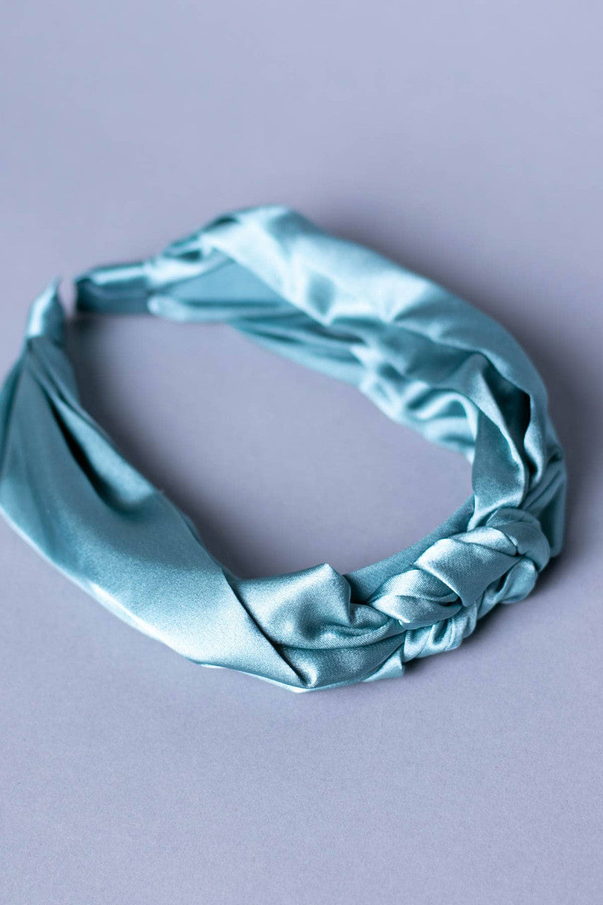 Seafoam Satin Knotted Headband