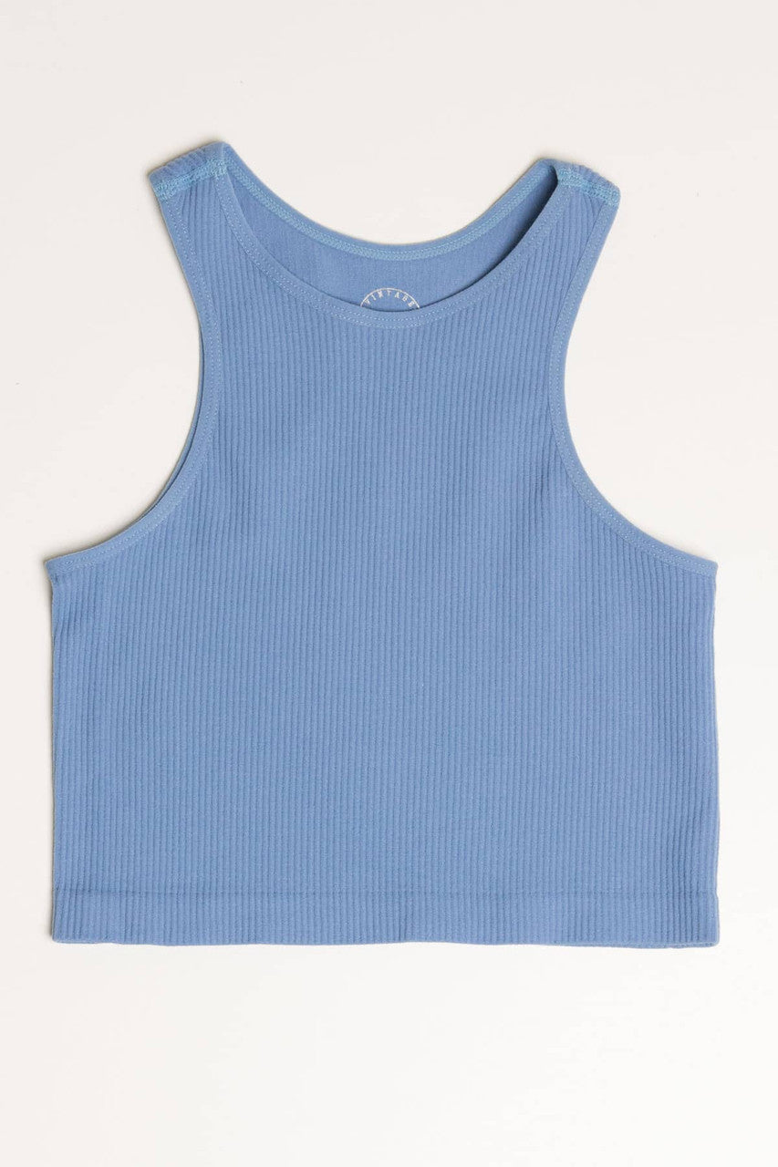 Wild Blue Seamless Crew Neck Crop Tank
