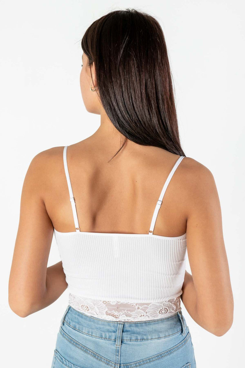 Seamless White Lace Trim Cami