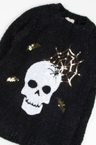 Sequin Skull & Spider Chenille Sweater