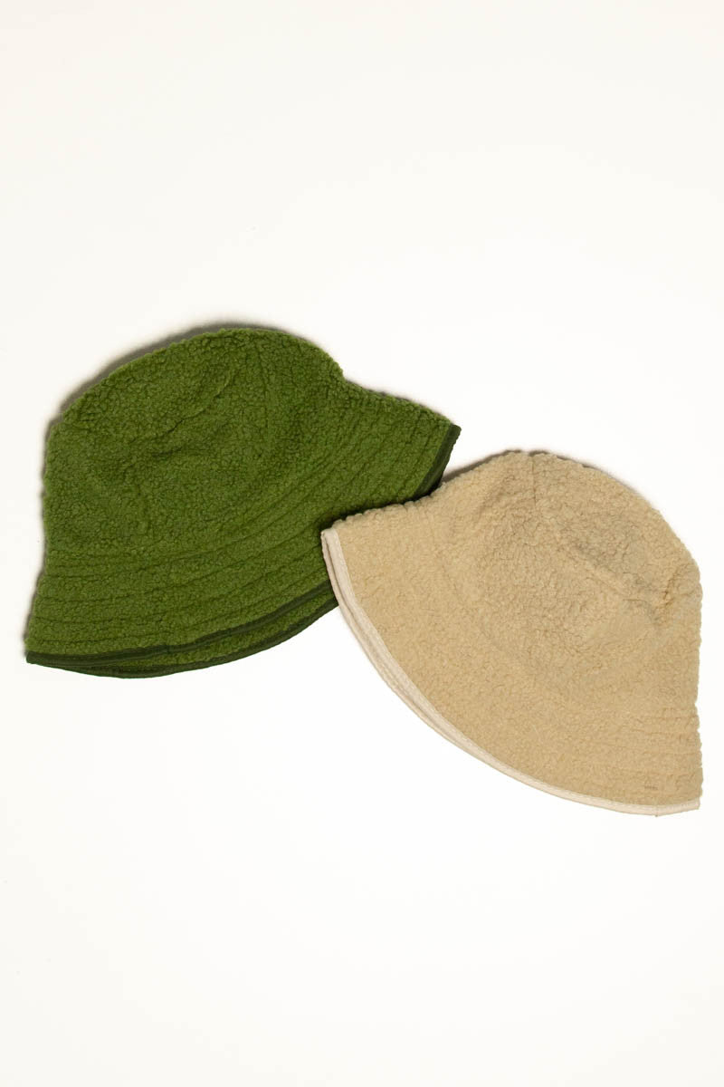 Beige Sherpa Bucket Hat