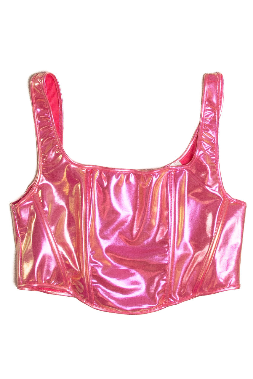 Bubblegum Iridescent Corset Style Tank