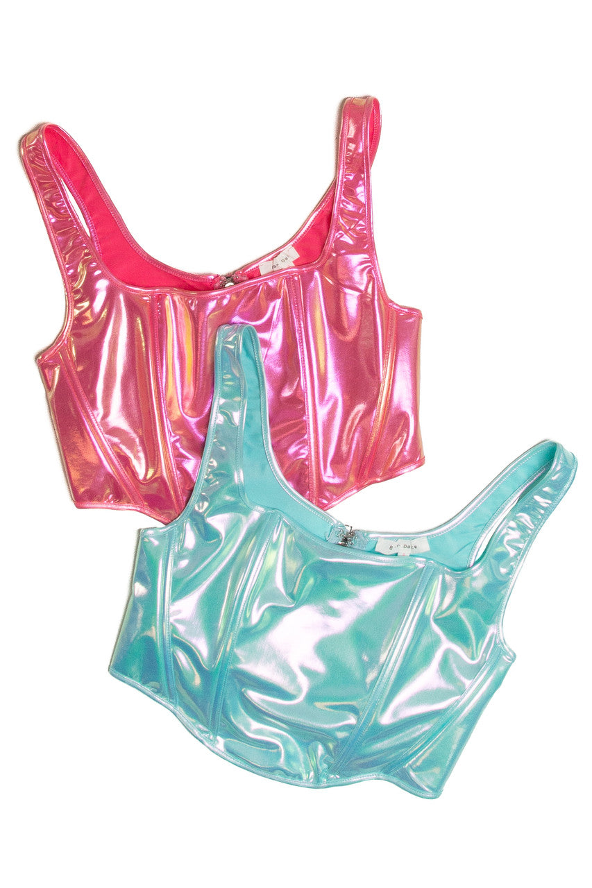 Bubblegum Iridescent Corset Style Tank