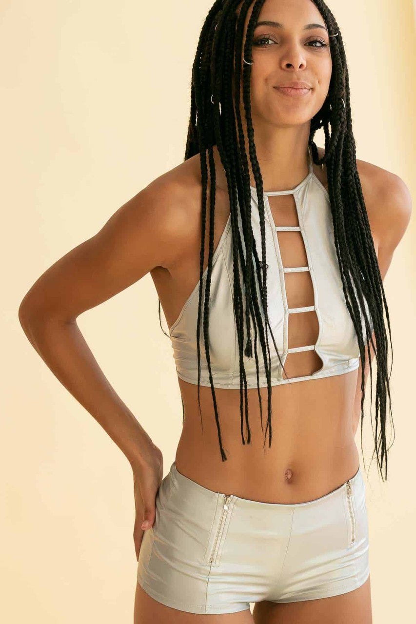 Silver Holographic Cage Bralette