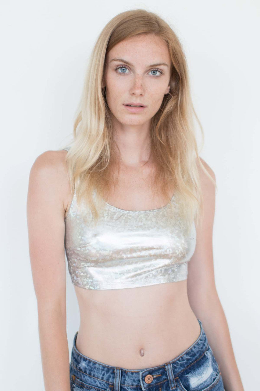 Silver Holographic Crop Top