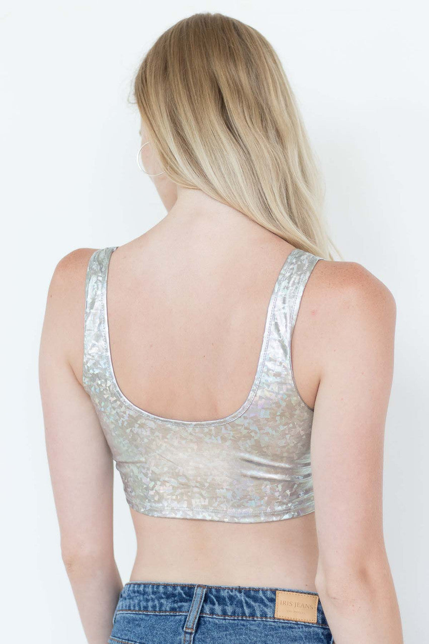 Silver Holographic Crop Top