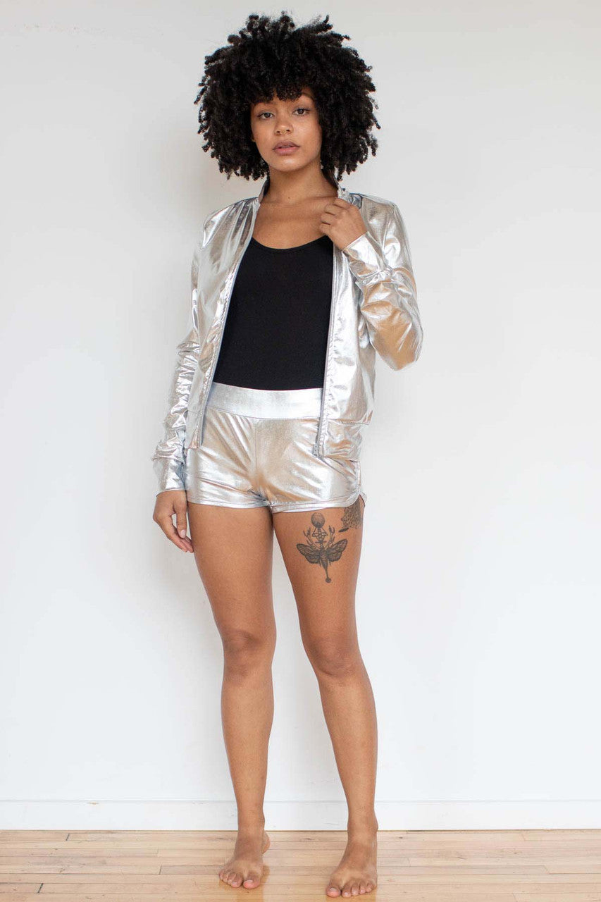 Silver Metallic Shorts 1