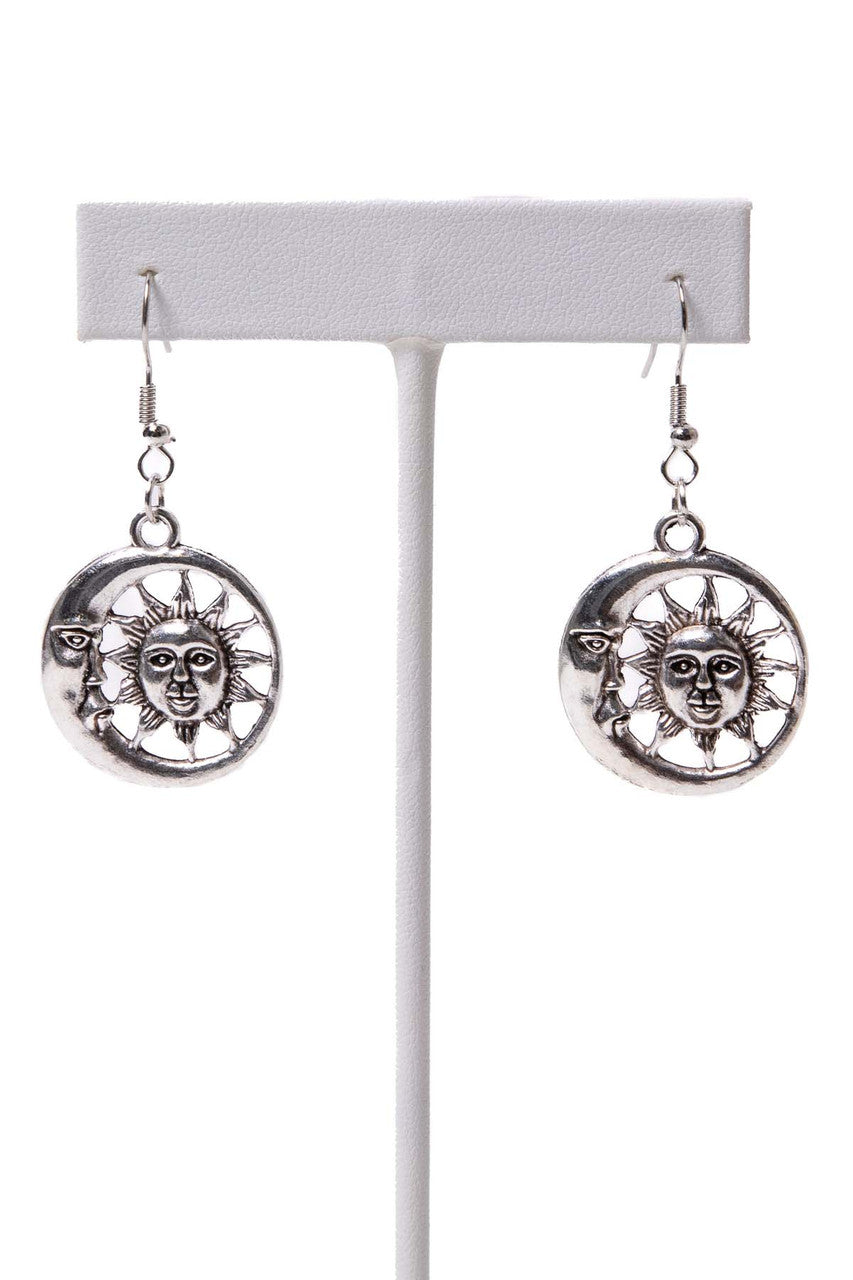 Silver Sun & Moon Earrings