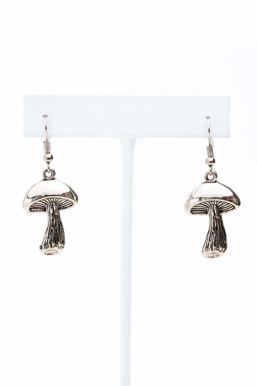 Silver Mushroom Earrings