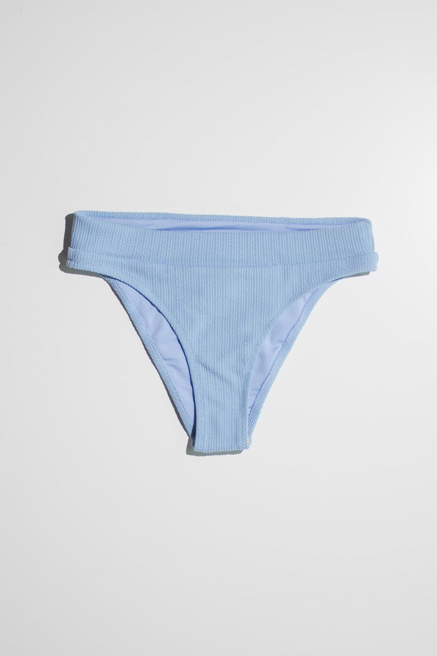 Sky Blue Twist Front Ribbed Bikini Bottom